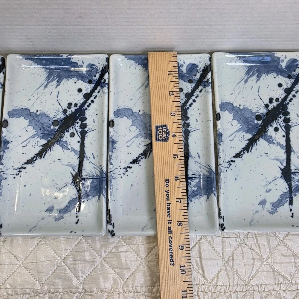 Miya Made‎ In Japan Set Of 4 Blue Sumi Sushi Plates